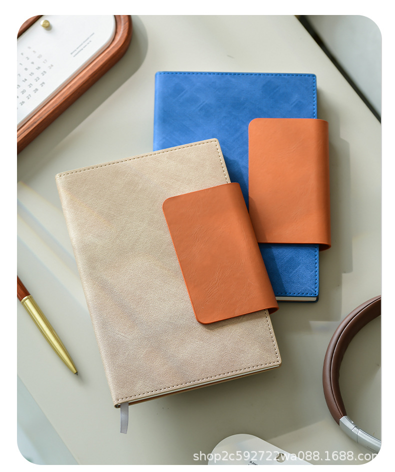 商务办公工作笔记本本子a5记事本加厚硬皮面高档高颜值订购印logo详情9