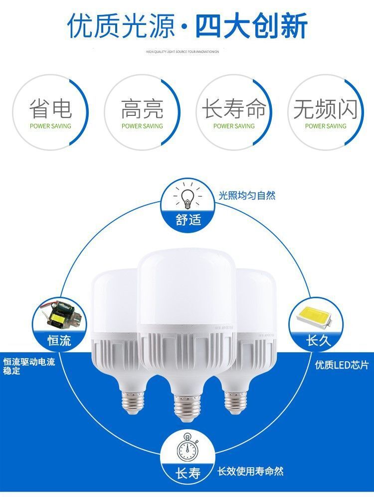 led bulb energy-saving ultra-bright E27 screw-bulb lamp constant current eye-protecting flicker-free home, factory and commercial lighting lamp pic 3