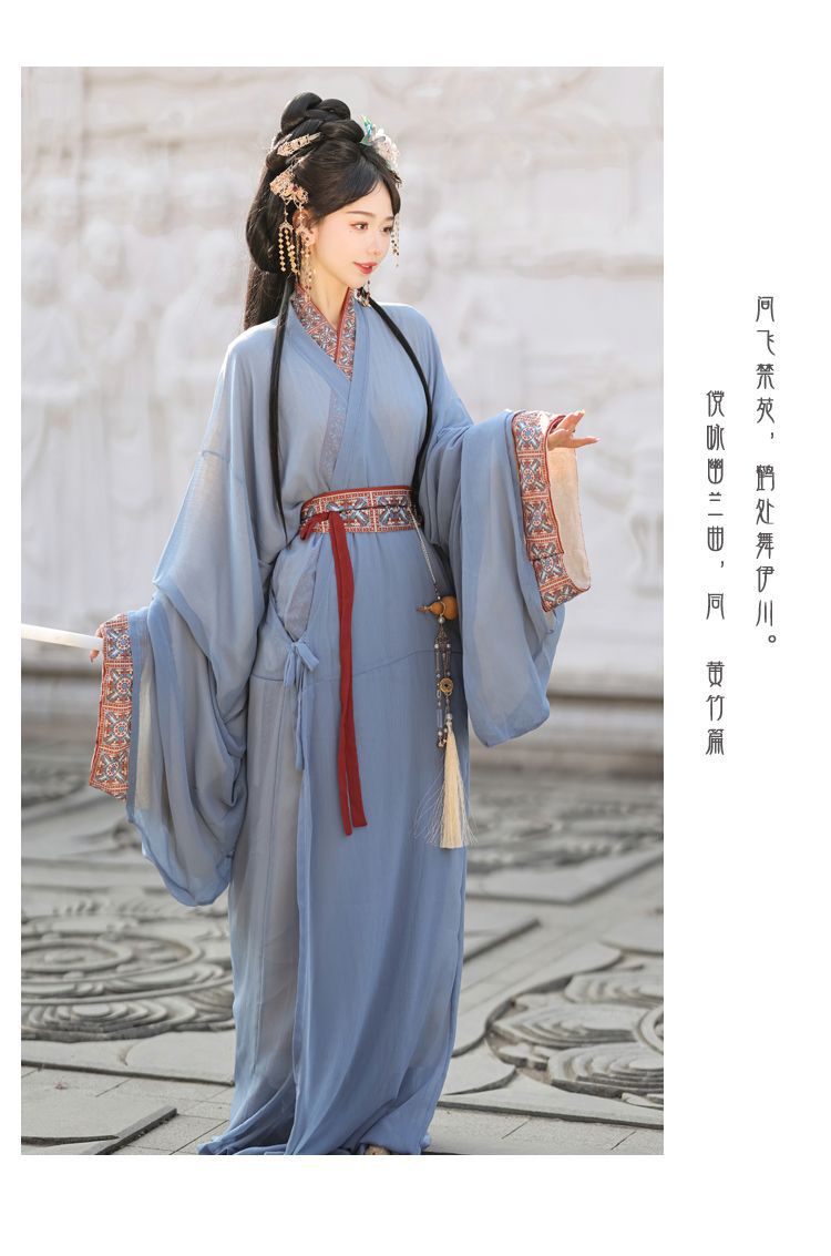 国潮梦域战国袍马山楚墓复原款日常直裾袍汉服女拖尾大放量直裾详情7