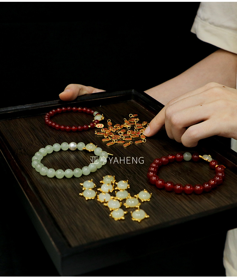 Ancient-style Dragon Year bracelet, natural and genuine Hetian jade cinnabar bracelet, wholesale of zodiac year purple gold sand cinnabar bracelet pic 11