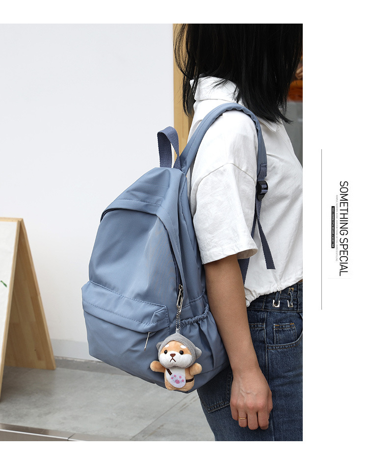 休闲大容量双肩包女生韩版纯色简约大学生书包尼龙轻便休闲背包详情32