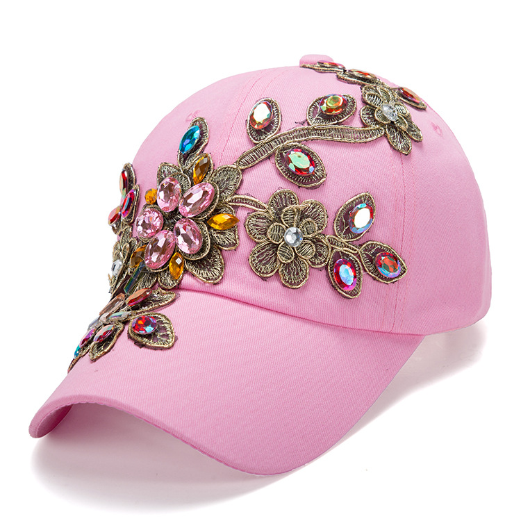 2022 Cotton hats for women, hand-stitched with diamonds, golden edges, louvers, baseball caps, outdoor casual baseball caps for children pic 4