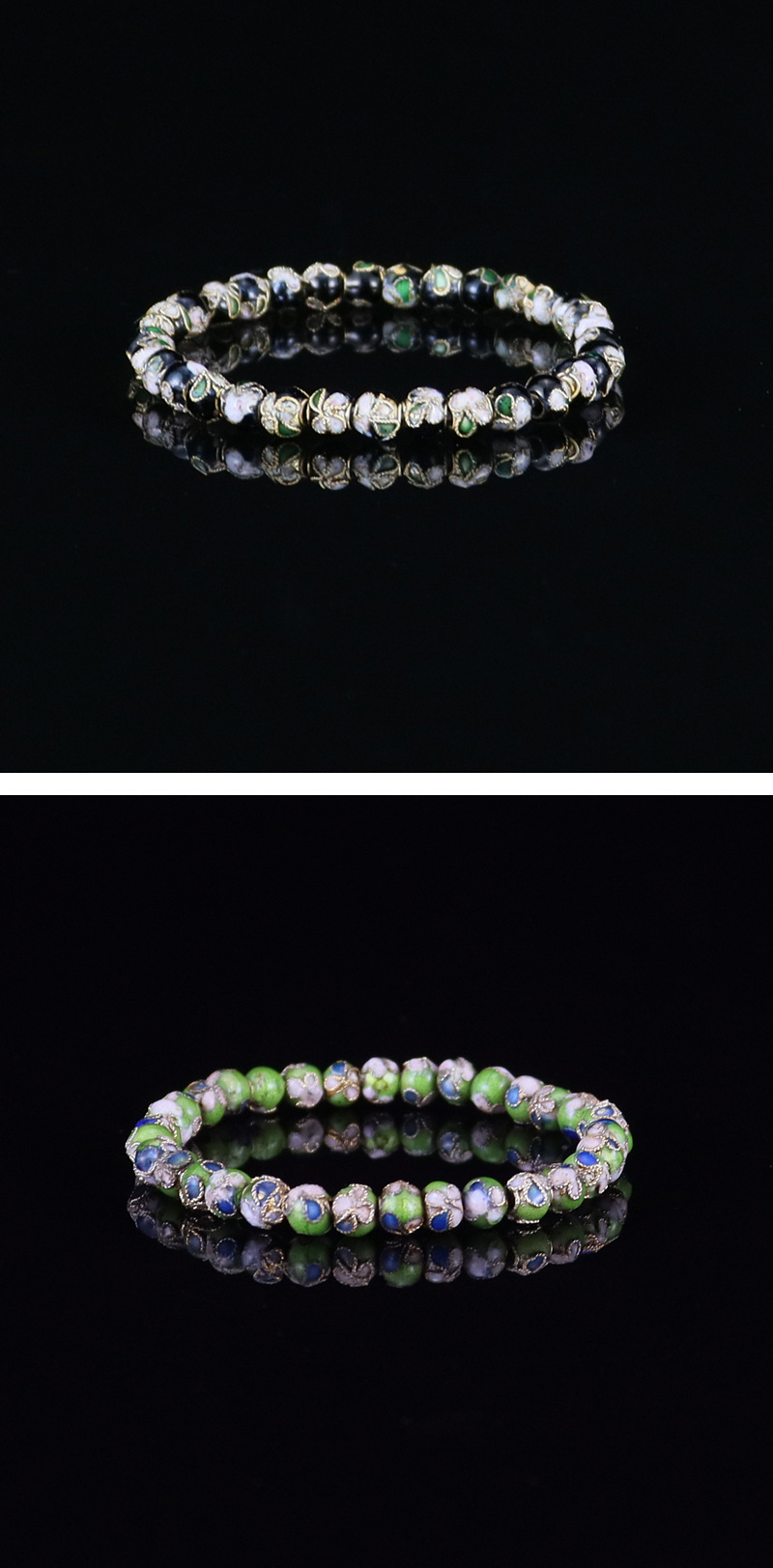 Beijing Cloisonne classical ethnic style jewelry, cloisonne enamel filigree silver blue round bead bracelet pic 8