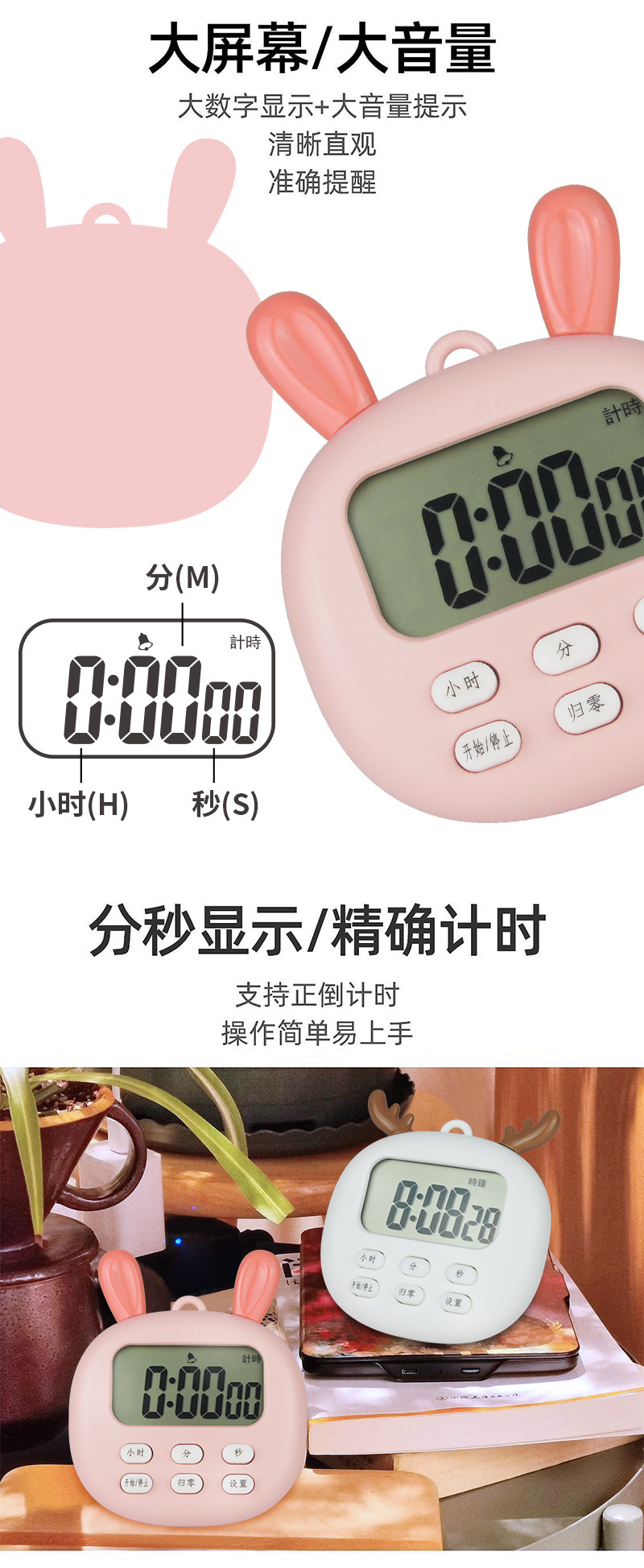 家用倒计时器奶茶店计时器记分钟表时间管理器秒表厨房定时器提醒详情5