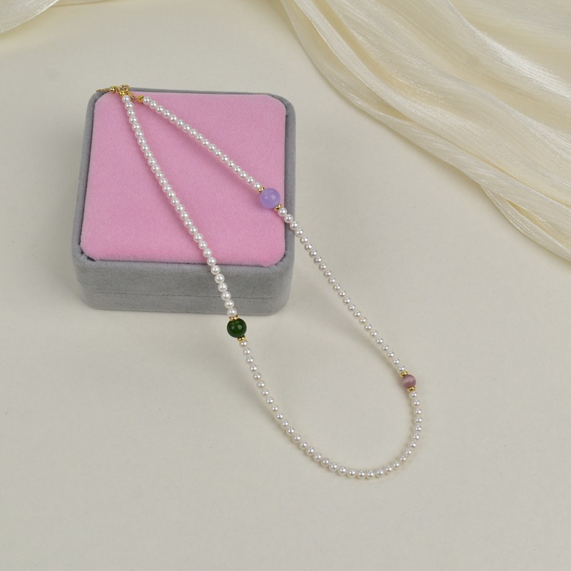 天然淡水珍珠项链女轻奢简约百搭锁骨链S925银玛瑙石珍珠颈链详情10
