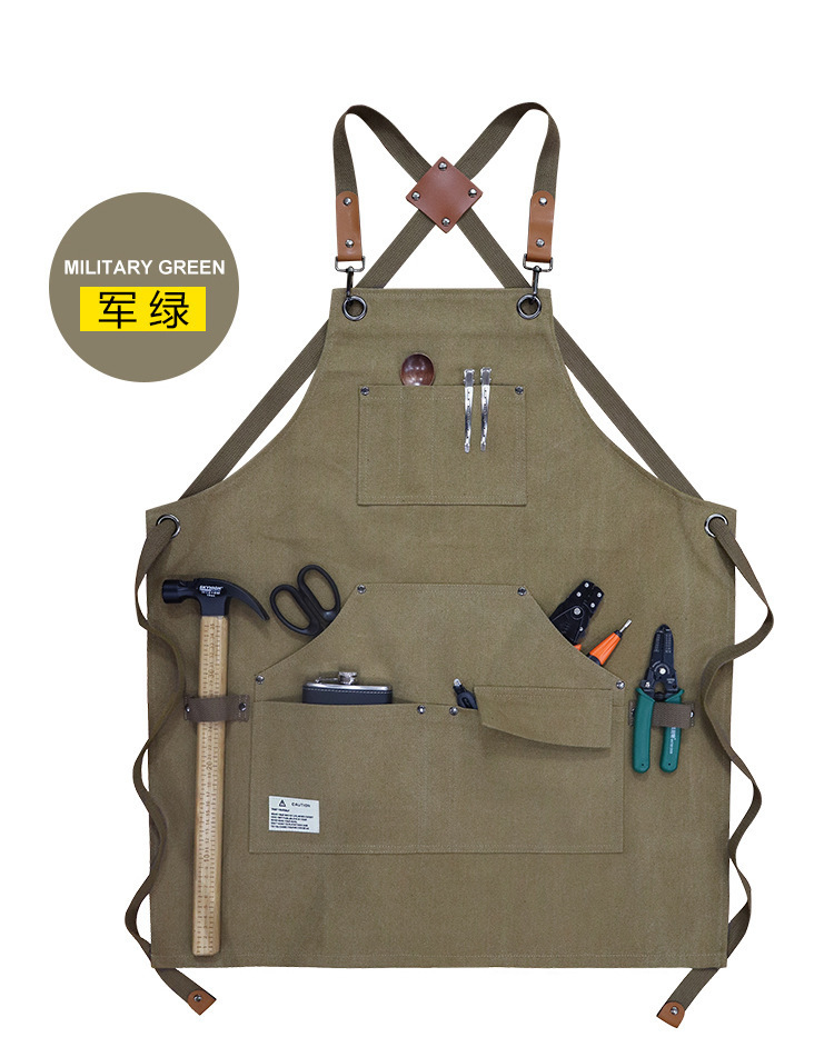 【持嘉】跨境加厚帆布多口袋工匠园艺工作服围裙烧烤汽修师机械师详情23
