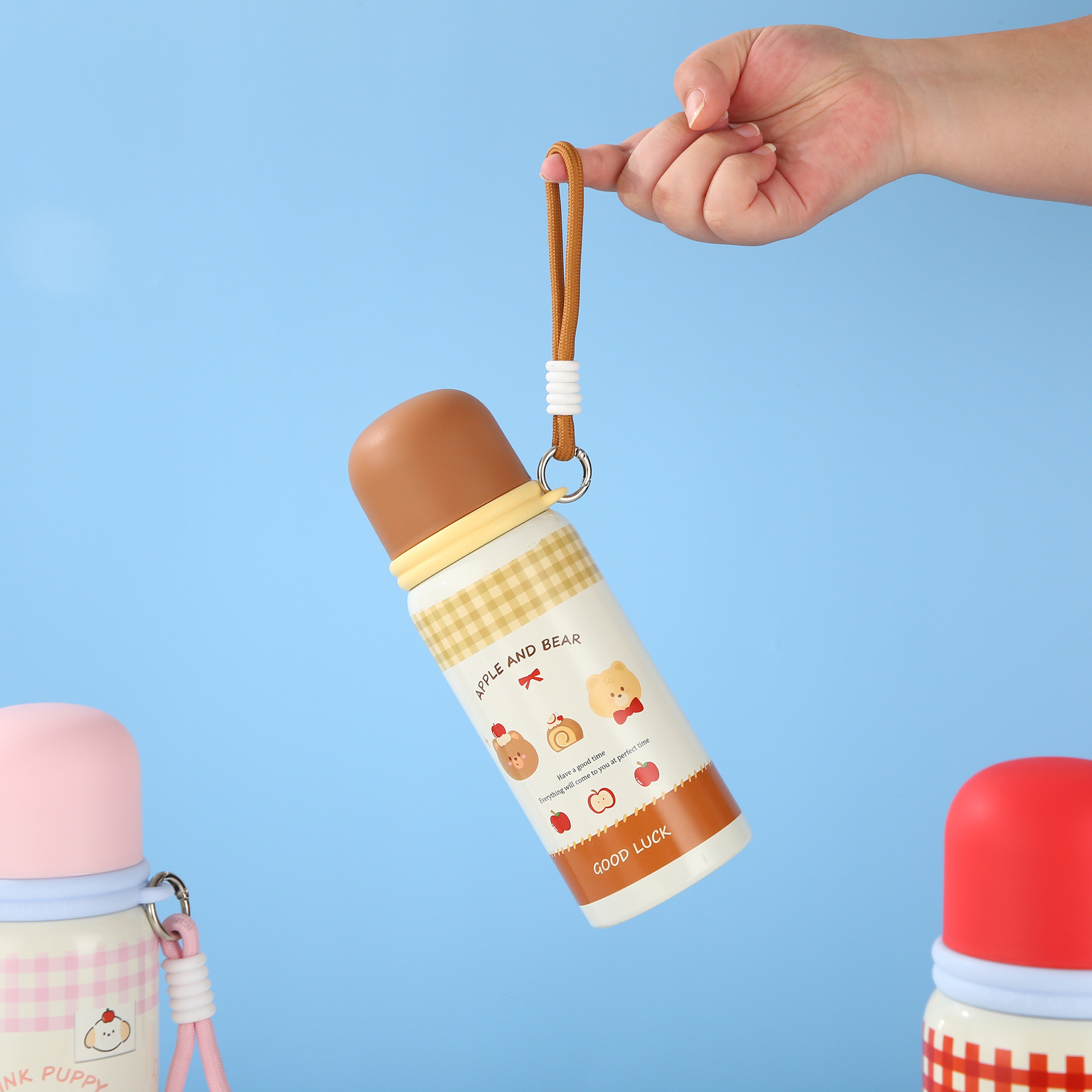 High appearance level 316 stainless steel insulated cup cartoon portable water cup with a carrying rope, cute outdoor large-capacity travel cup pic 9