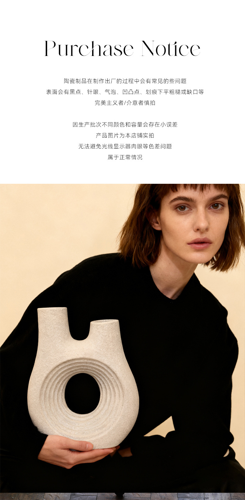 2025艺术造型双孔花插家用酒店民宿素白简约创意北欧风陶瓷花瓶批发详情9
