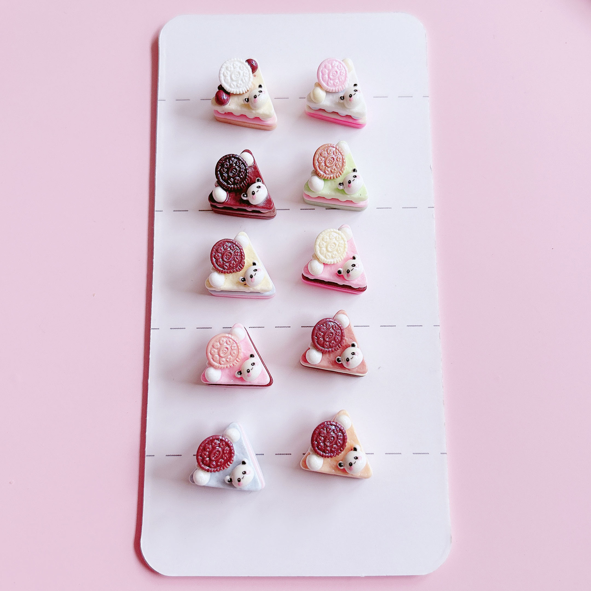 Panda Triangle Mousse Cake Food Play Decoration diy Hair accessory Pendant Handcrafted matching decorative embellishment materials pic 6