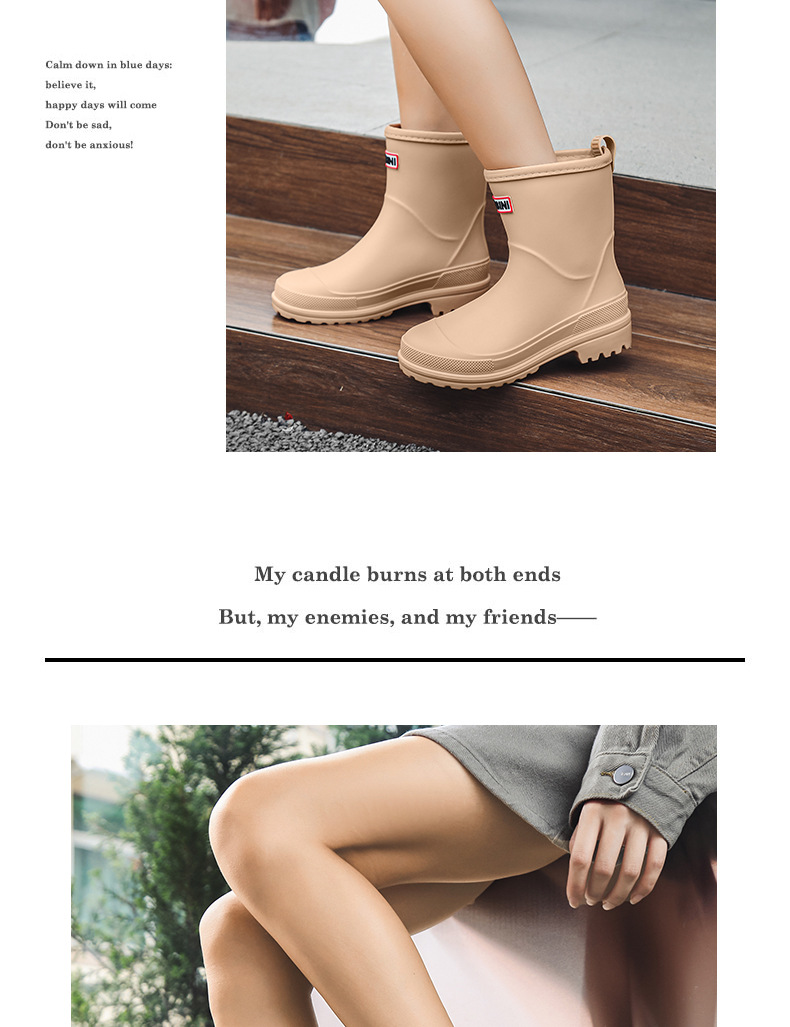 新款时尚韩版雨鞋女潮流短筒水鞋工作外穿工作鞋洗车防水防滑胶鞋详情12