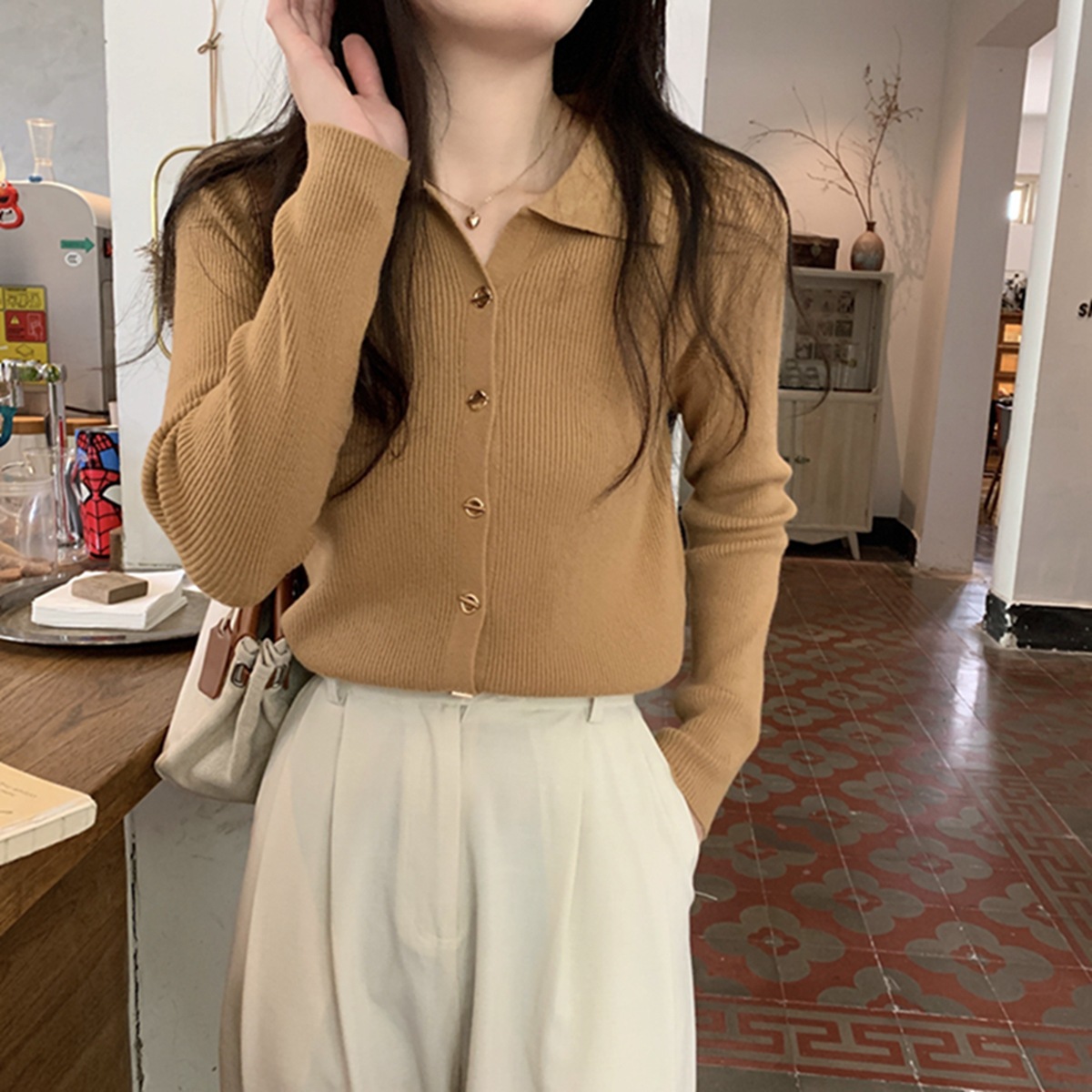 polo领内搭打底针织衫毛衣女秋冬2023新款早秋设计感别致独特上衣详情9