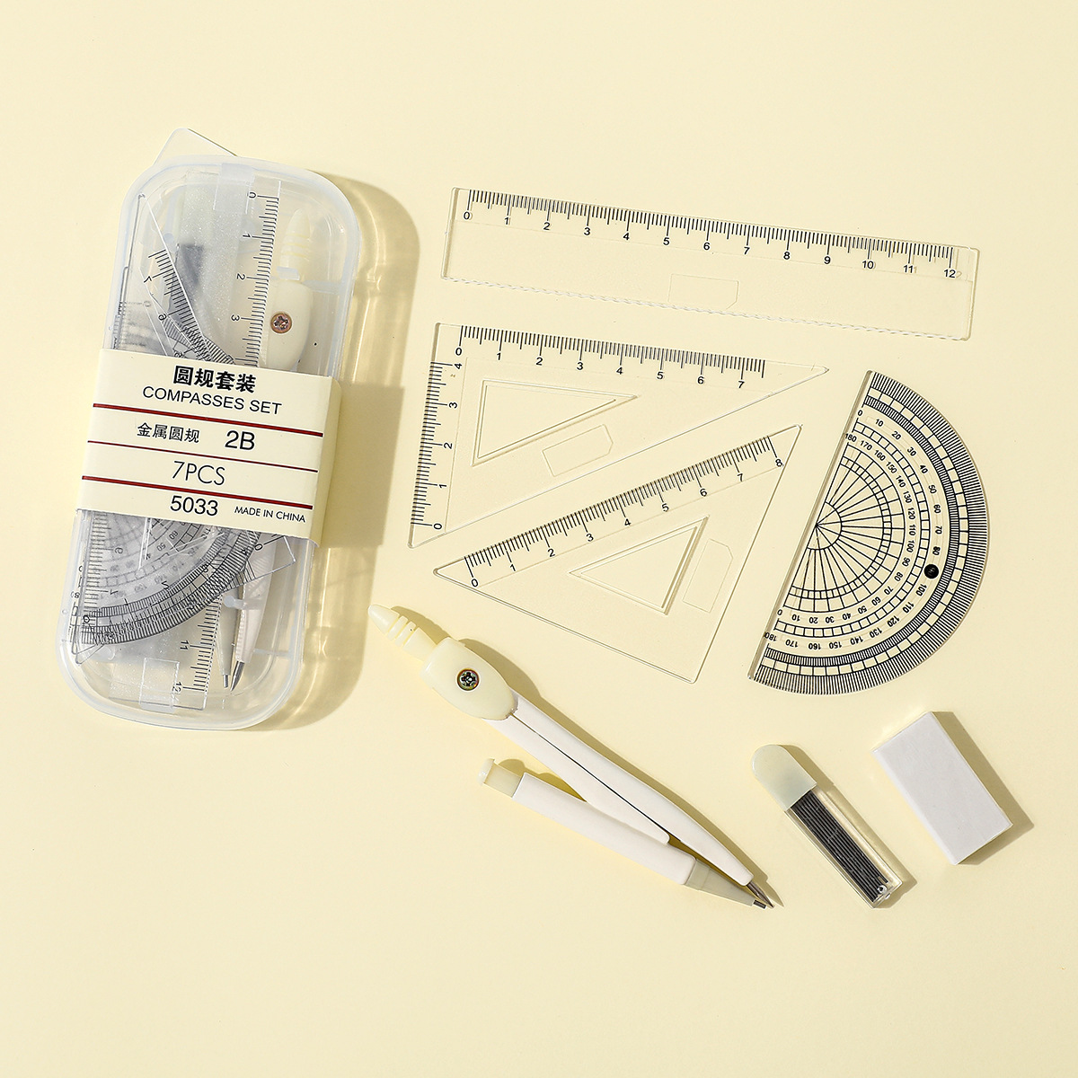 Student compass sets, ruler sets, drawing tools, metal drawing instruments, examination and study stationery supplies pic 12