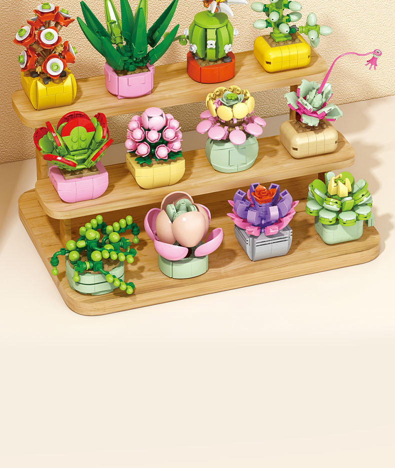Succulent small particle building blocks compatible with Lego assembly building blocks, flower plant potted plant ornaments, gift for girls pic 2