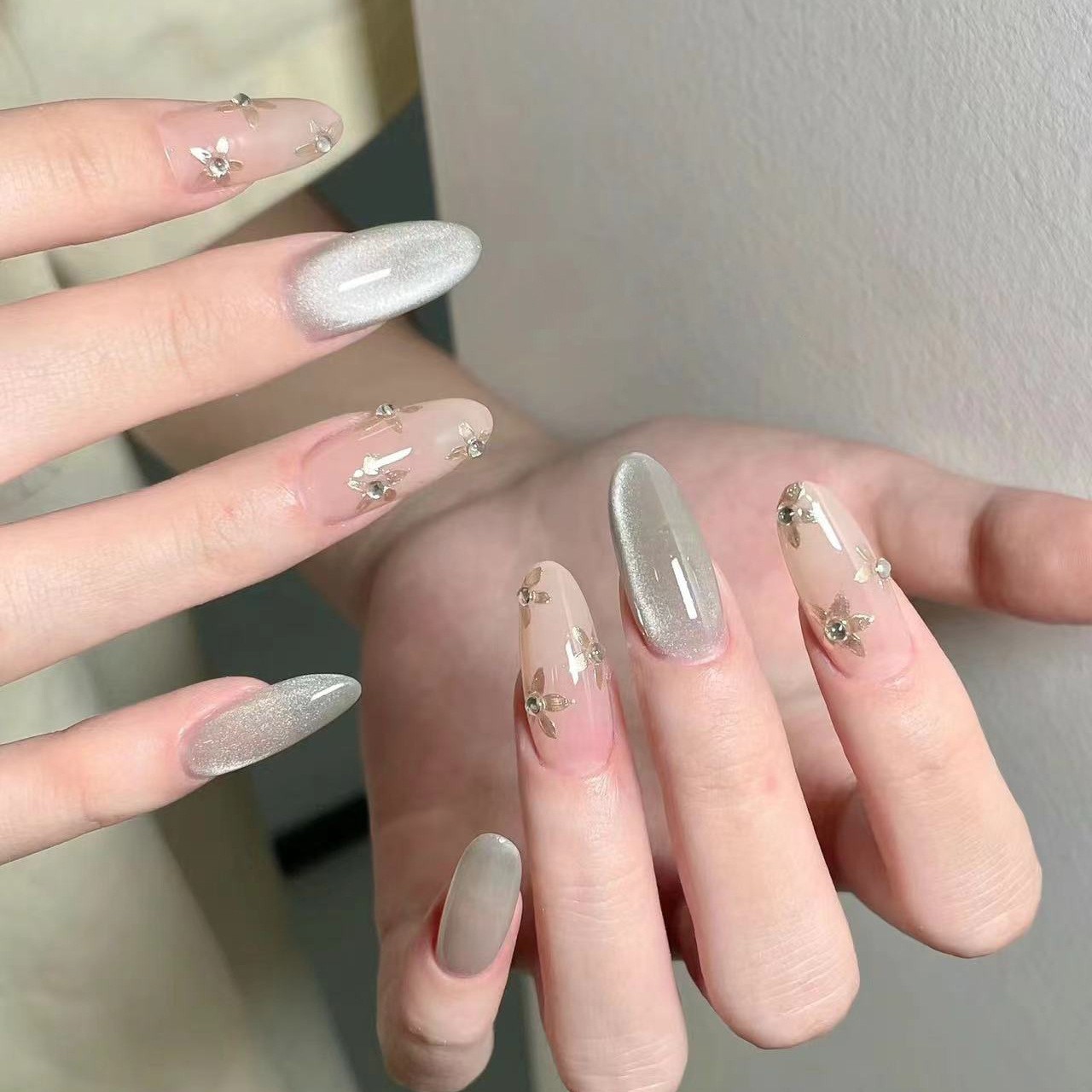 美甲新款晶石猫眼穿戴甲高级感手工美甲甲片10片装分码穿戴甲批发详情29