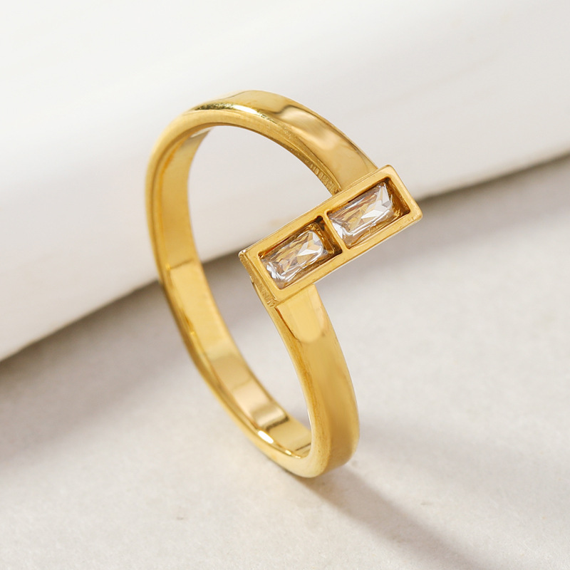欧美新款不锈钢戒指时尚个性方形锆石镶钻钛钢戒指小众设计饰品厂详情4