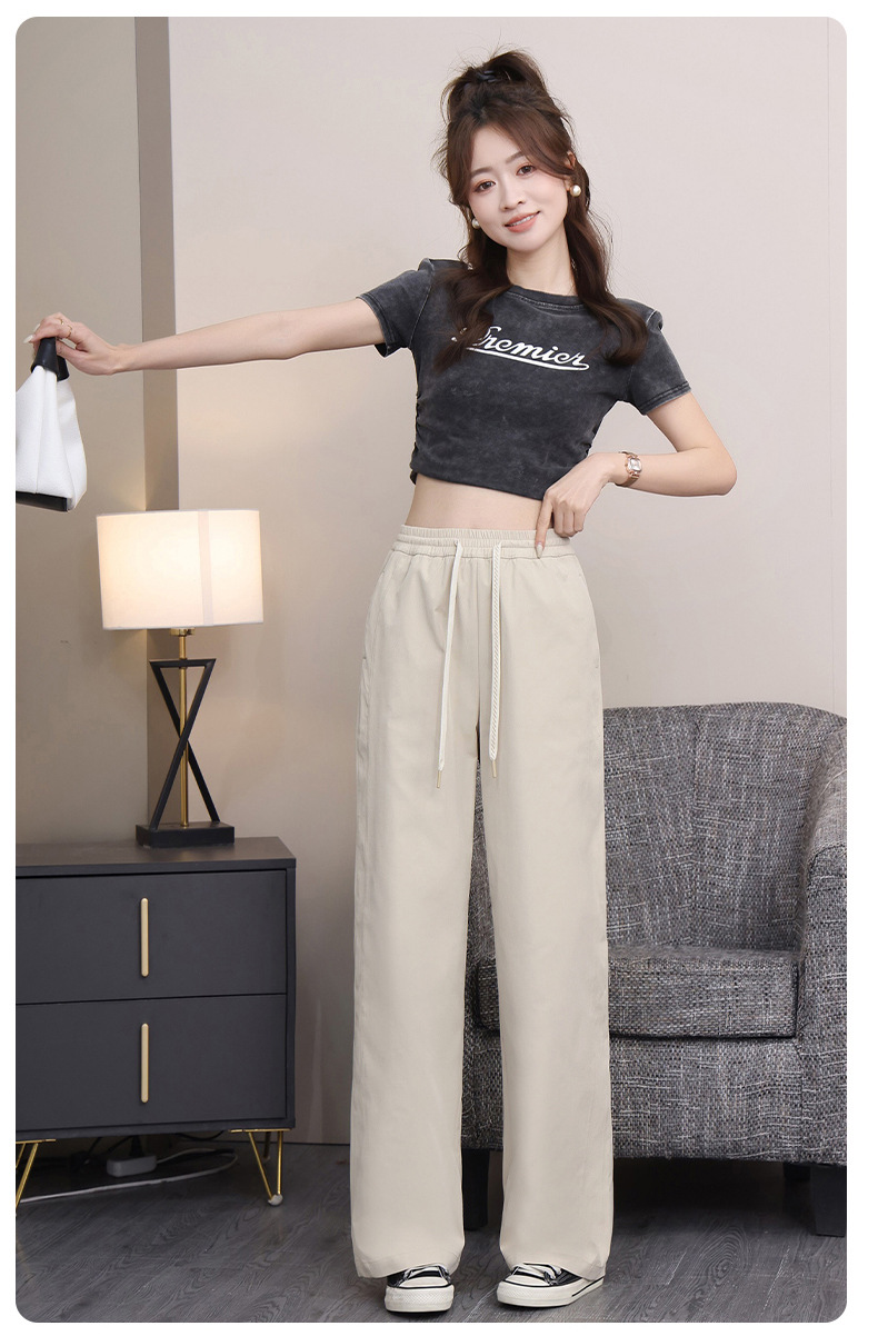 2025 New narrow straight-leg pants for women, high-waisted and slimming wide-leg pants, loose drape, floor-length loose pants, casual pants pic 16