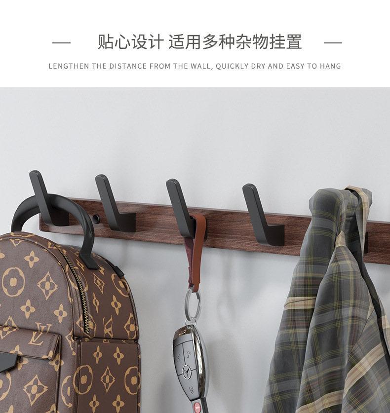 North American black walnut wood hook hook for villa homestay, no need for drilling, solid wood hook hook for clothes, hats and wardrobes pic 8