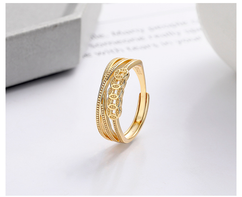 Yunchaoxuan S925 pure silver copper coin ring, retro and aged ethnic style multi-layer wound ring, direct sales from the manufacturer for index fingers pic 8