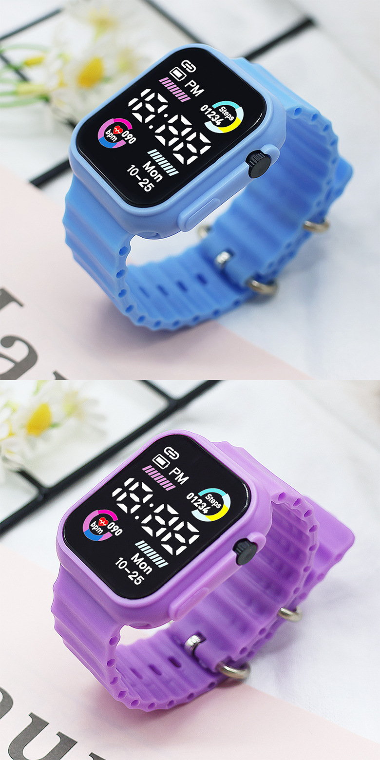 New fashionable and trendy couple LED electronic watch, with a unique and cool dual-color bezel ocean band student sports electronic pic 18