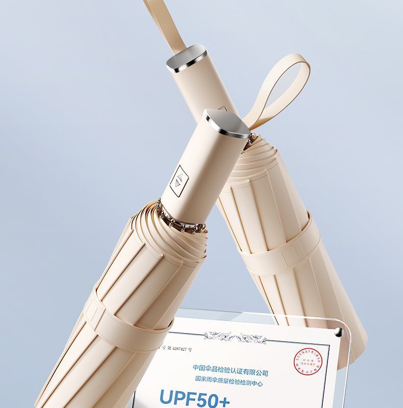 新款十股双龙骨防晒伞黑胶折叠晴雨两用伞全自动遮阳伞批发定制伞详情4