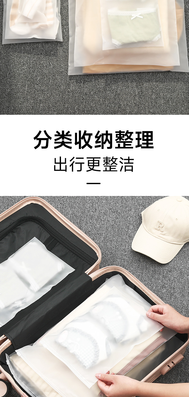 旅行收纳袋衣服衣物内衣鞋子自封袋行李箱整理袋防尘分装袋待产包详情3