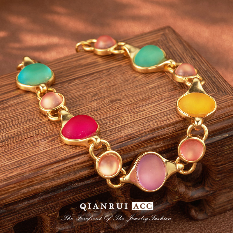 法式水晶串珠手链时尚轻奢高级感彩色中古Vintag饰品复古小众设计详情21