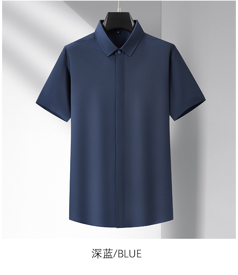 宽松大码男士短袖衬衫肥佬夏季商务休闲薄款纯色衬衣胖哥加肥寸衫详情26
