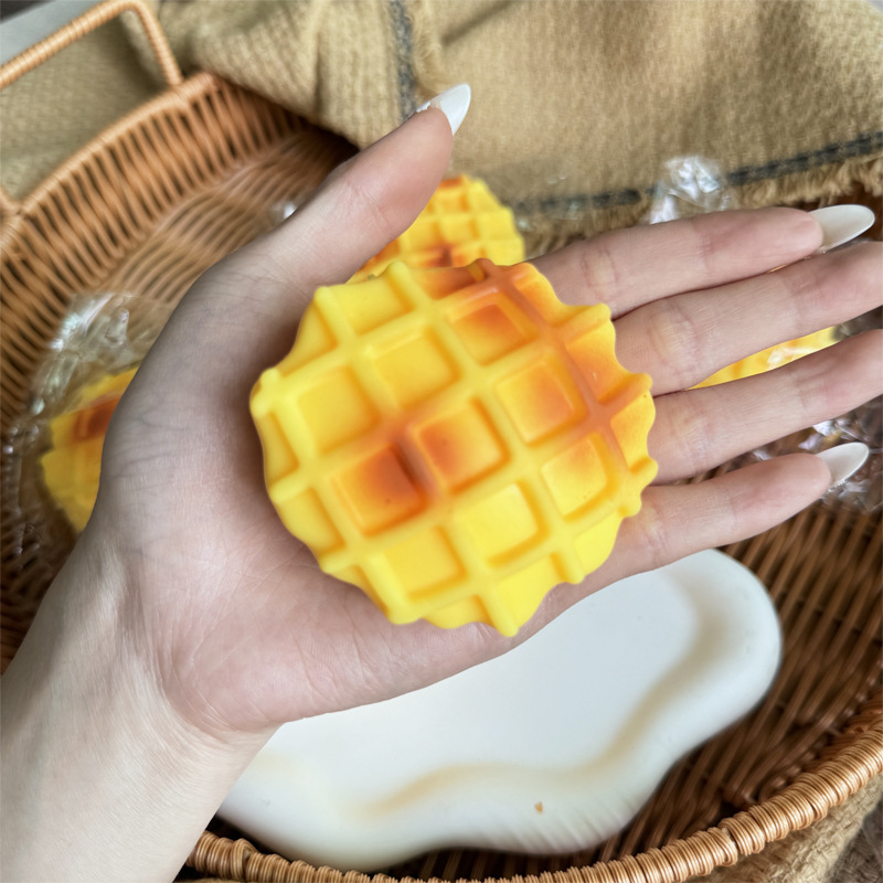 Street stall night market, new and unique simulation waffle, flour release ball, food play, pinching fun, children's stress-relieving small toys pic 7