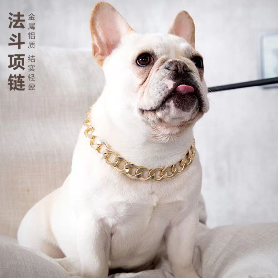 Pet large gold chain dog necklace, cat collar, high-end adjustable pet gold necklace, pet Cuban chain pic 8