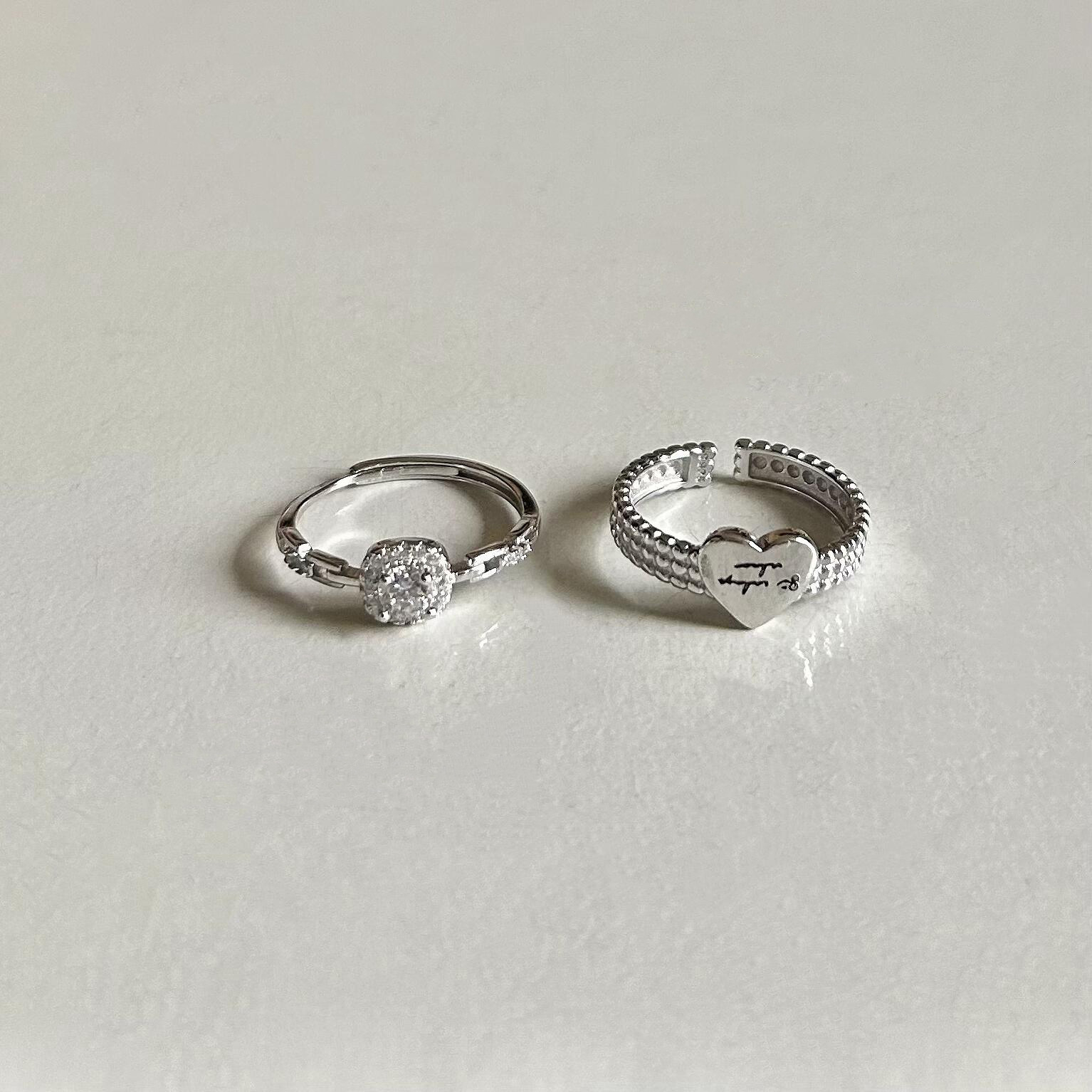 简约百搭可爱笑脸爱心925纯银戒指女叠戴冷淡风小众设计感开口戒详情5