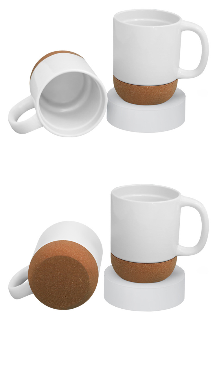Modern and simple wooden ceramic cups, milk coffee cork mugs, creative DIY blank consumables wholesale pic 7