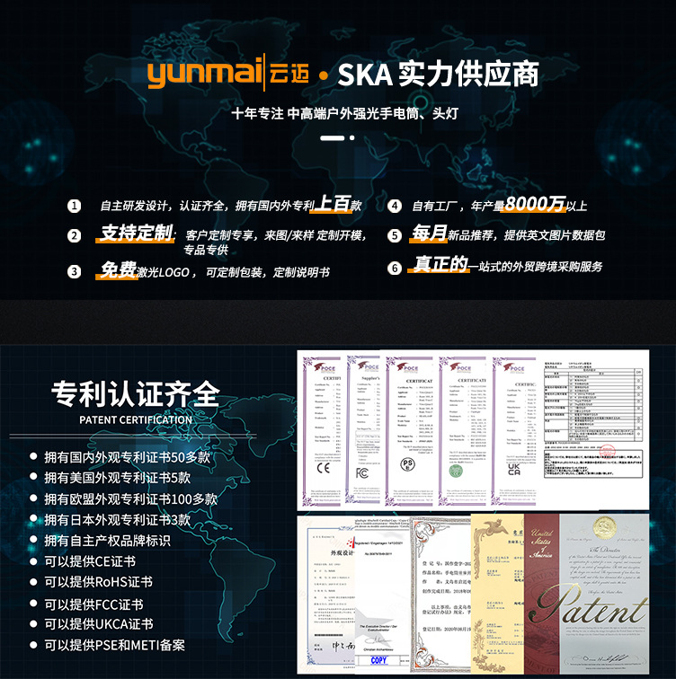 亚马逊新款数显白激光手电筒可透光荧光条带输出强光远射理发器多功能照明工具详情1