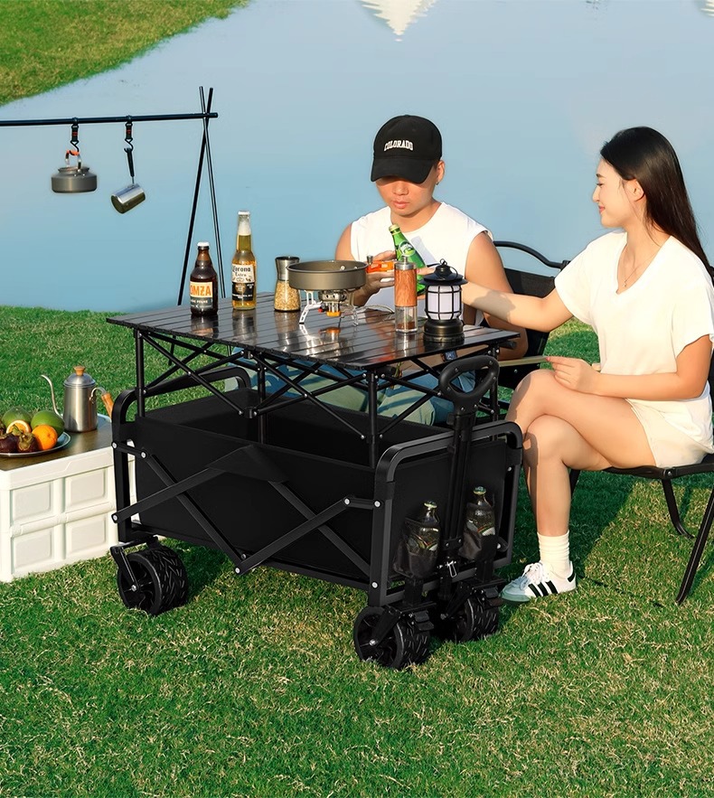 户外露营小推车儿童可躺露营车聚拢越野轮营地车摆摊折叠小推车详情28