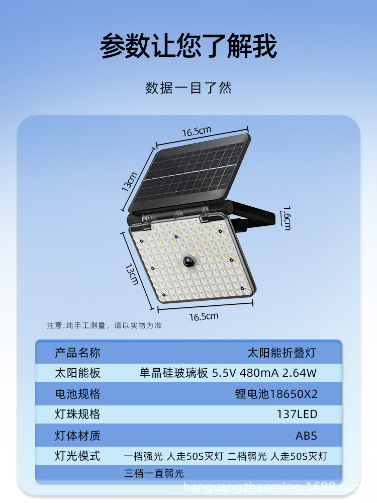 太阳能照明灯户外庭院灯投光灯感应壁灯led家用太阳能户外灯爆亮详情3