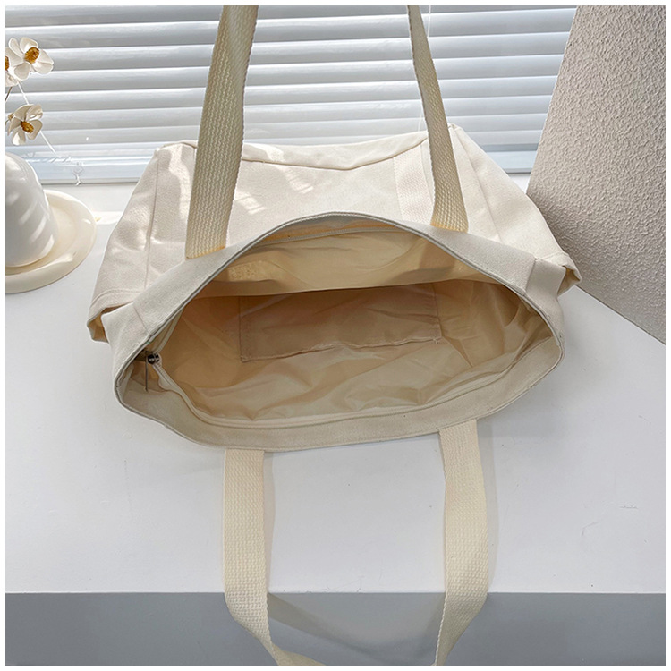 大容量托特帆布包上班外出高颜值通勤百搭文艺学生装书单肩布袋包详情50