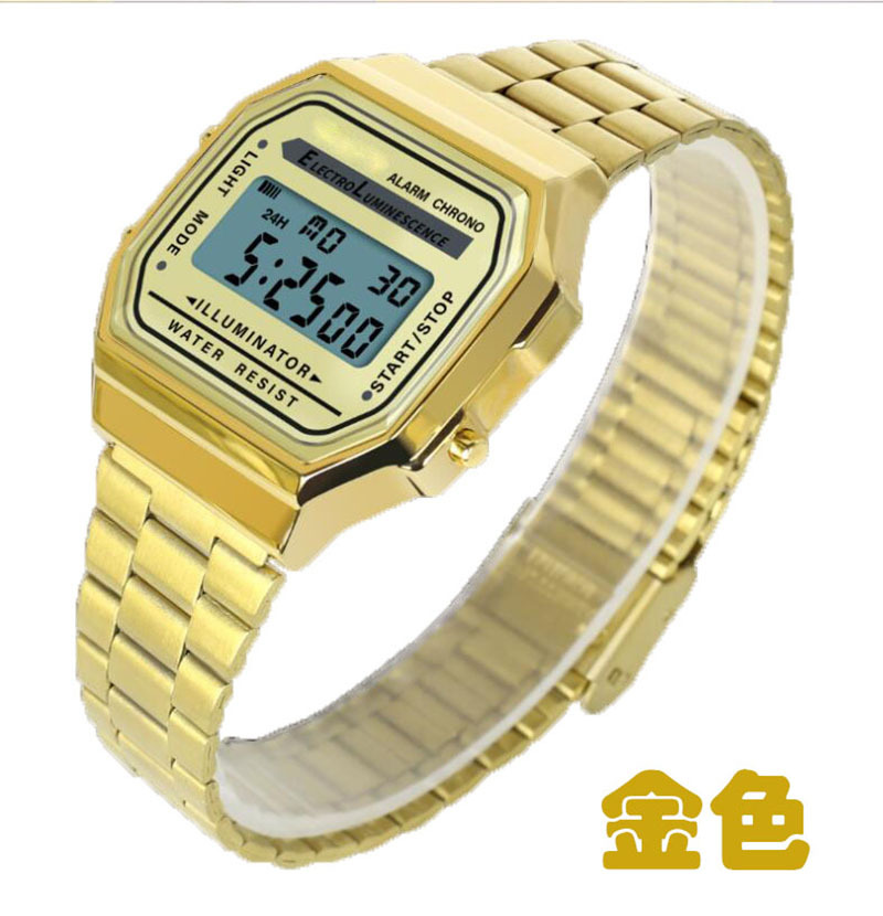 The best-selling retro digital display alarm clock with color lights, multi-functional sports student electronic watch, Cold Light F-91W pic 6