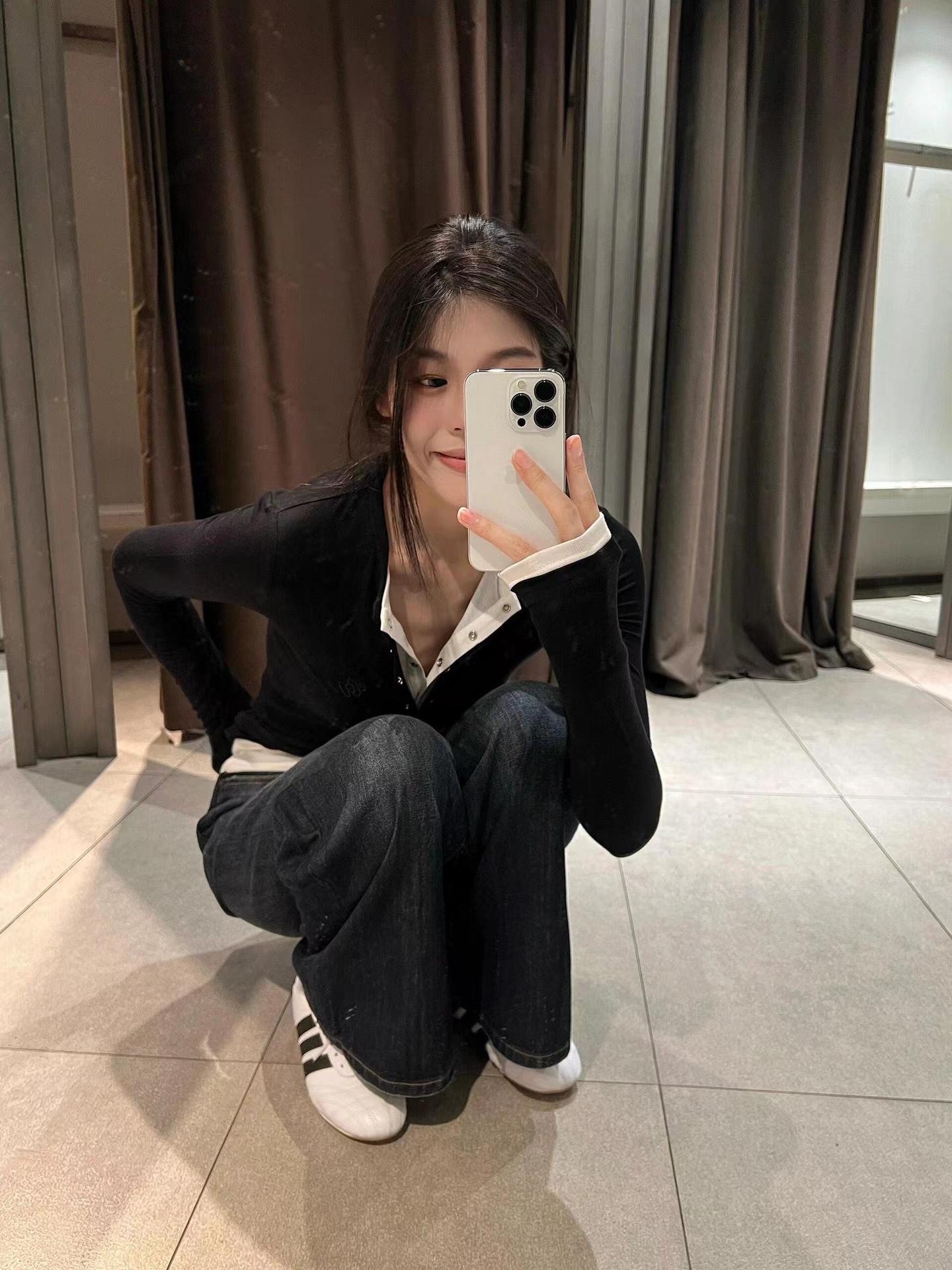 黑色拼接女性上半身衬衫简约时尚百搭修身设计感详情4