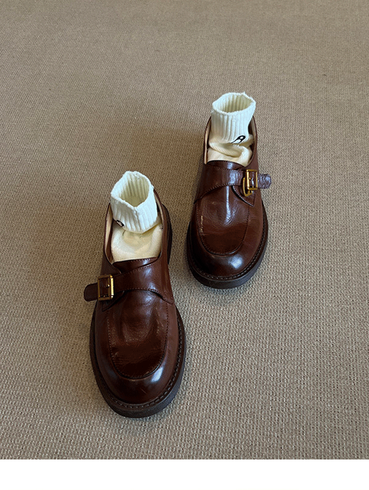 牛皮2025真皮厚底乐福鞋春秋单鞋黑色百搭鞋子英伦学院风小皮鞋女详情8