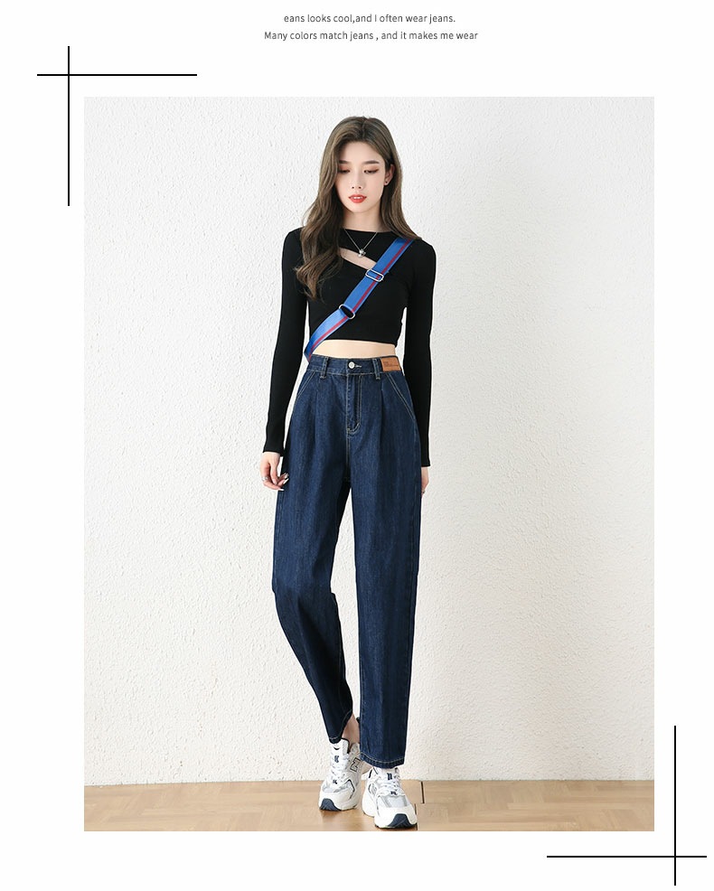 2024新款夏季小个子哈伦九分牛仔裤女港味高腰宽松直筒萝卜老爹裤详情4