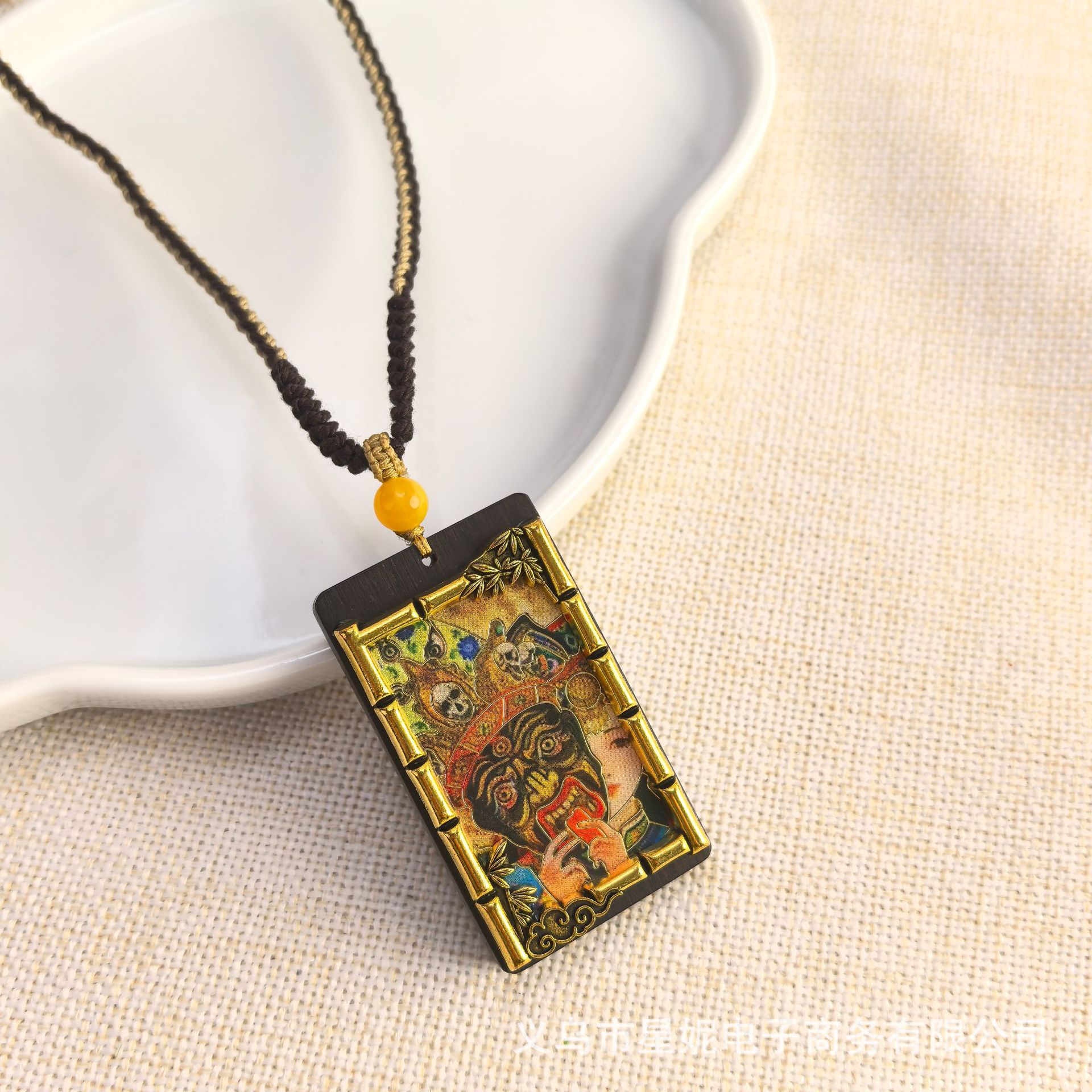 Nepalese Thangka pendant for men, green Tara Manjusri Bodhisattva, esandalwood Buddha amulet, retro necklace, sweater chain pendant for women pic 22