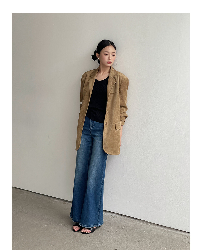 【90s Retro Horn 】 Ge Ming High-waisted slightly flared jeans for Women 2025 Spring New floor-length Pants R155H pic 35