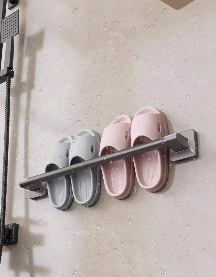 厂家供应浴室免打孔收纳架 拖鞋架 浴室居家好物壁挂沥水拖鞋架子详情23