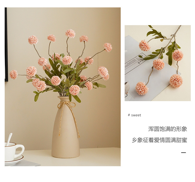 仿真五头蒲公英婚礼客厅装饰迷你乒乓球菊绢花秋色小球花园摆件宠物园艺水培生态瓶详情21