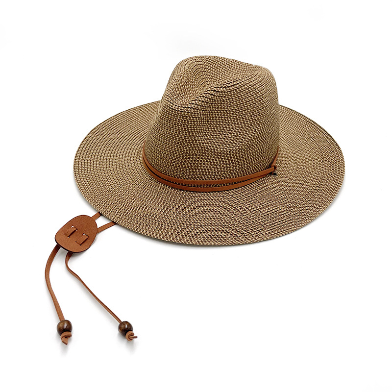 跨境爆款夏季草帽韩国绒绳巴拿马礼帽男女牛仔遮阳防晒帽子详情13