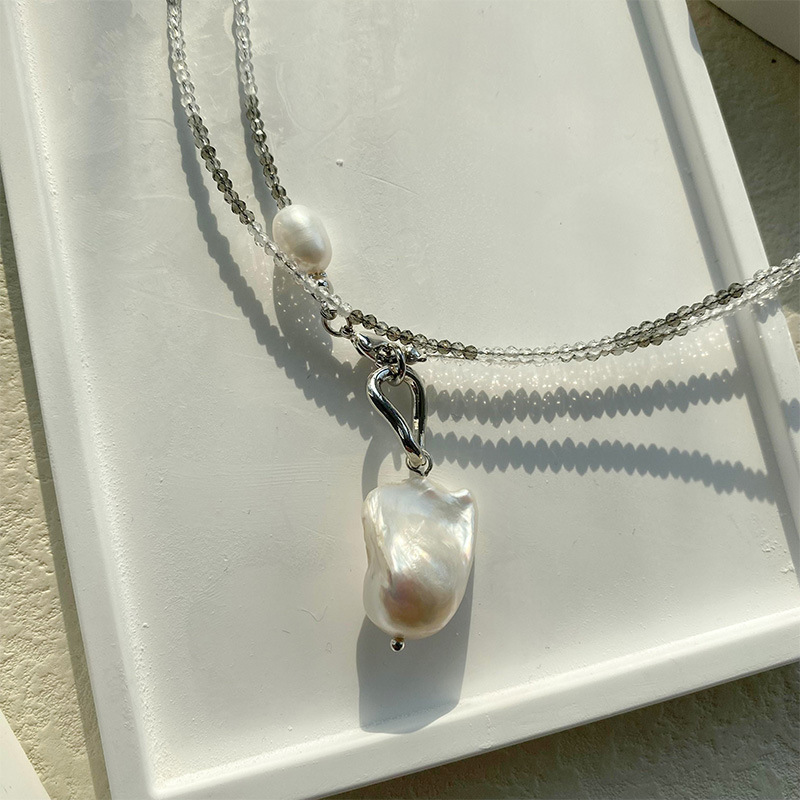 2025新款天然水晶巴洛克珍珠复古高级串珠长项链毛衣链极简秋冬详情7