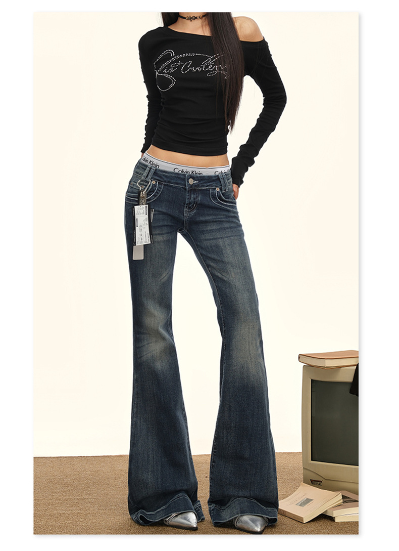 Low-waisted, slightly flared jeans for women in the autumn of 2025 - a versatile, retro, stretch, slimming flared pants for American hot girls. Wholesale pic 10