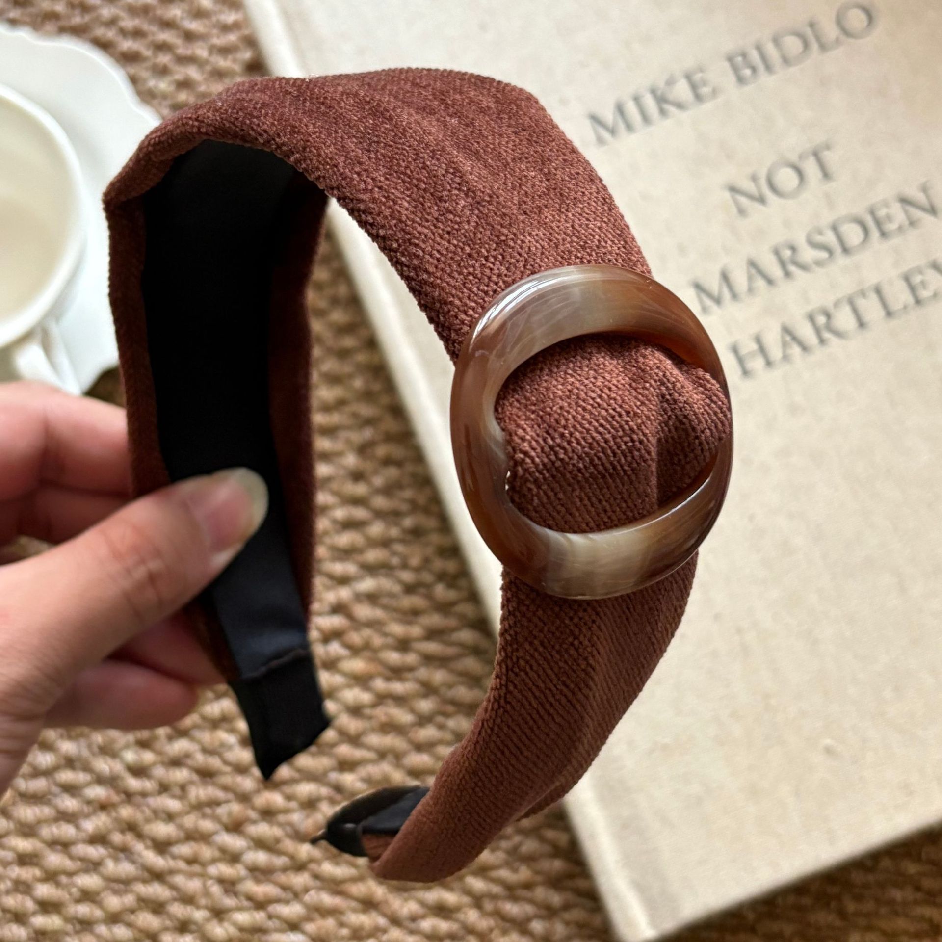 高分智感!美拉德玳瑁色圆环宽边发箍时尚复古高颅顶头箍外戴发饰详情9