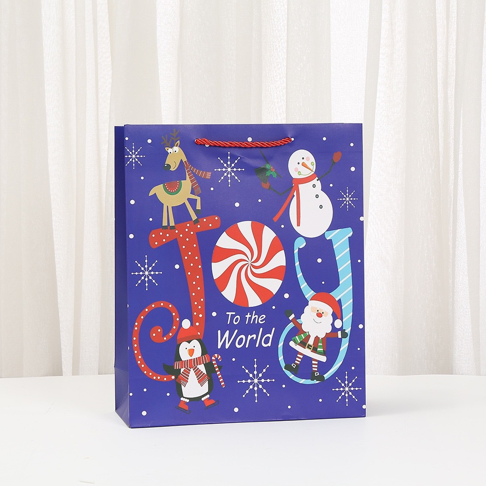 跨境圣诞礼品袋派对节日白卡包装袋创意字母印花礼物袋手提购物袋详情12