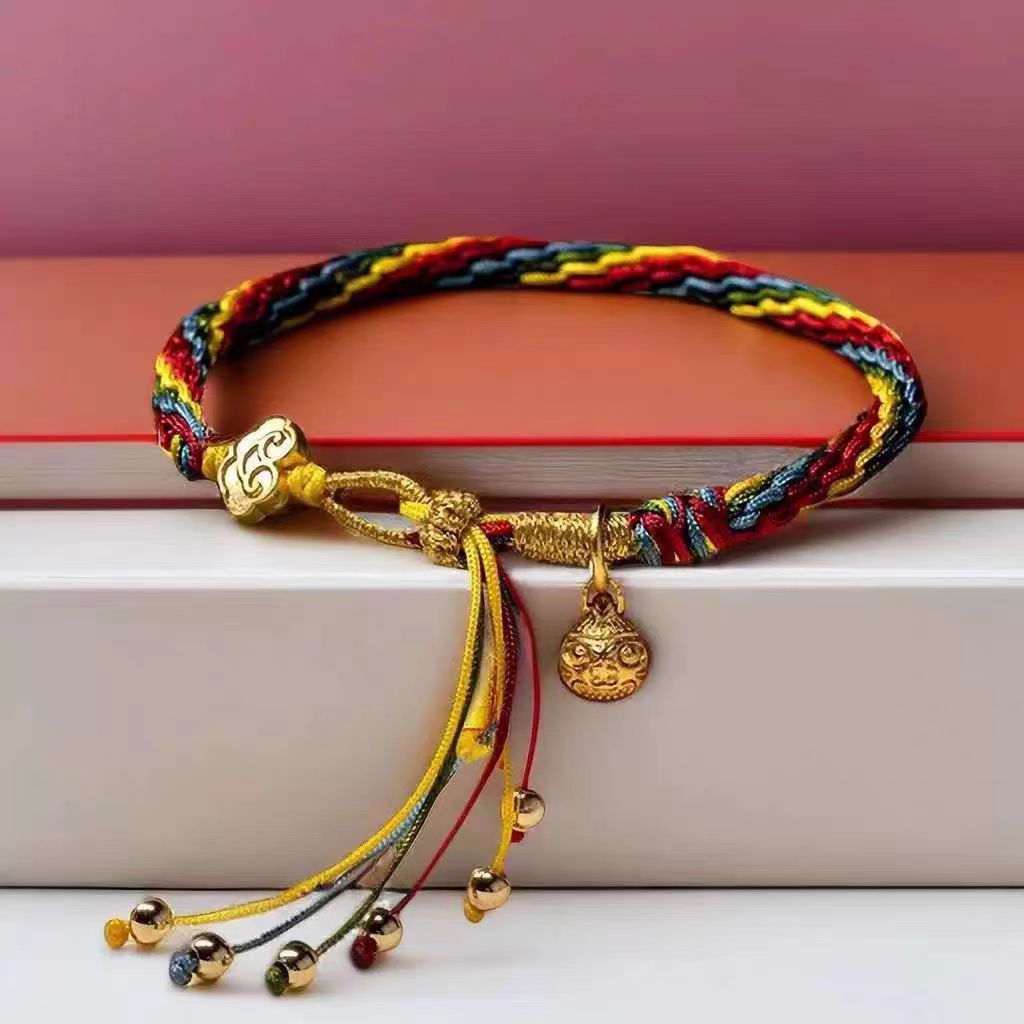 端午五彩绳成品手编绳本命年红绳吞金兽手工编织轮回手绳详情7