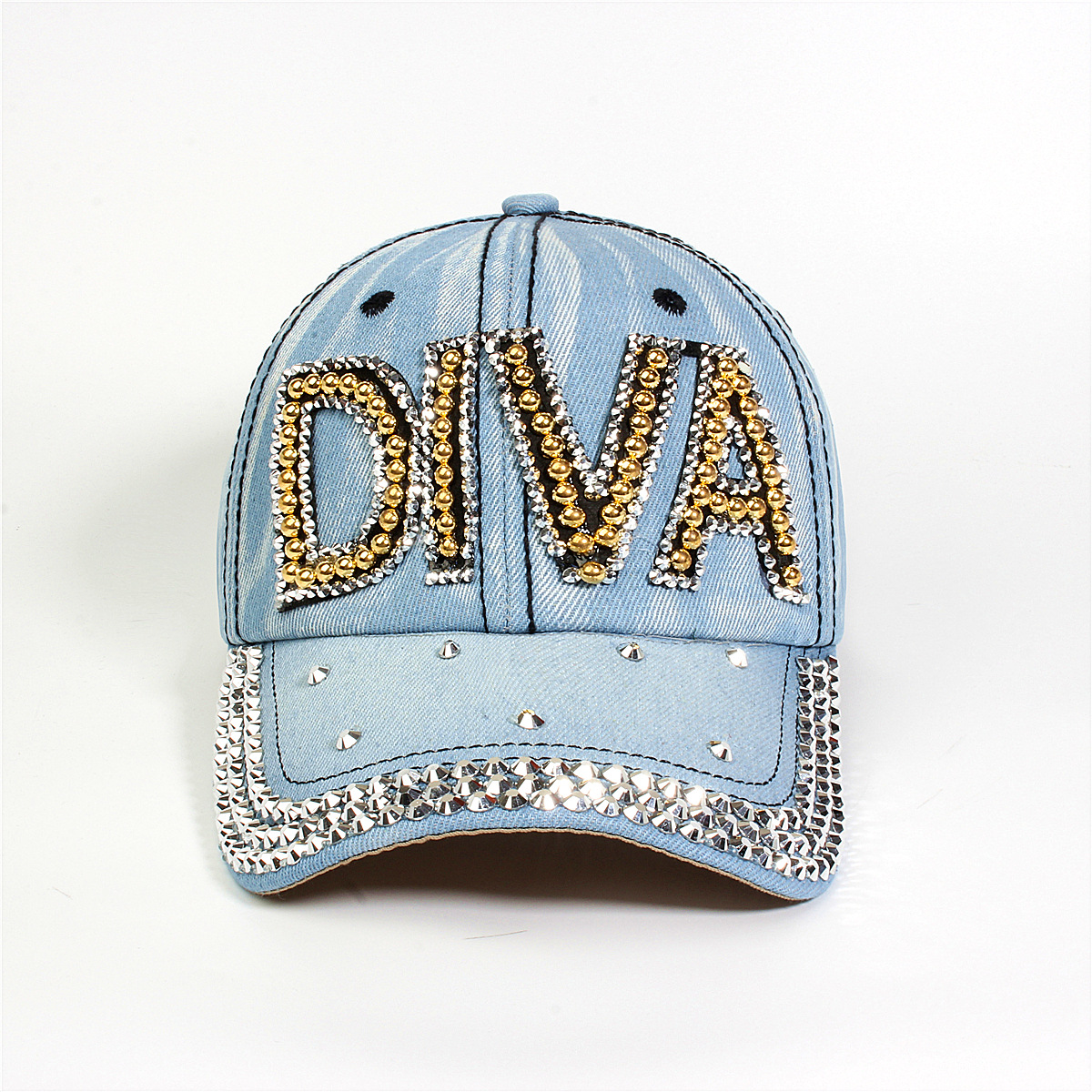 跨境外贸新款牛仔布女镶钻欧美国休闲成人棒球帽时尚洋气鸭舌帽子详情45